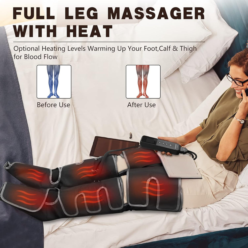 Leg Massager with Heat for Circulation - Foot Calf Thigh Full Leg Compression Massager K8314