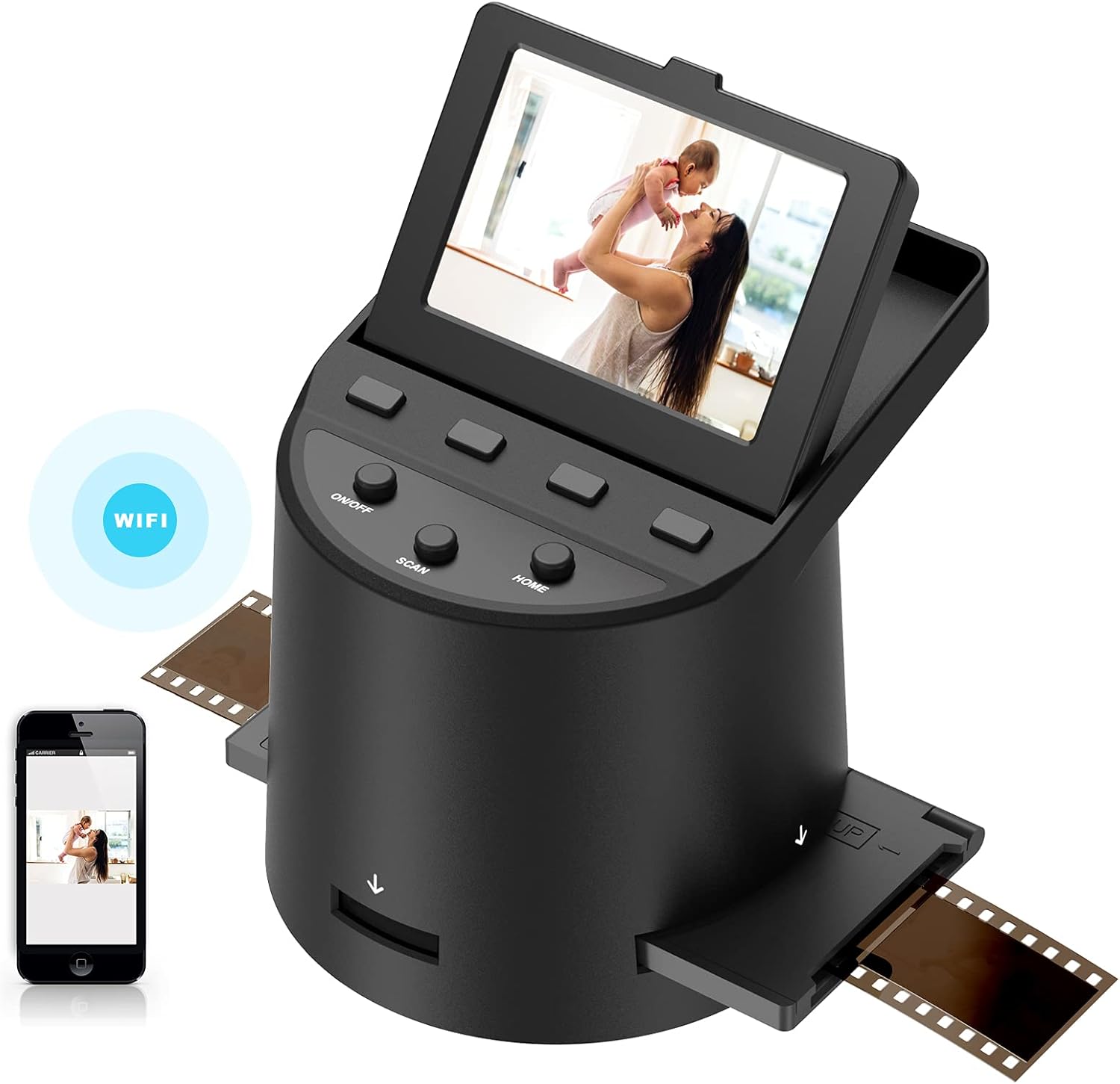 Film Scanner with 22MP, Converts 35mm, 126, 110, Super 8 Films, Slides, Negatives to JPEG, 3.5 LCD, WiFi Connection R5821