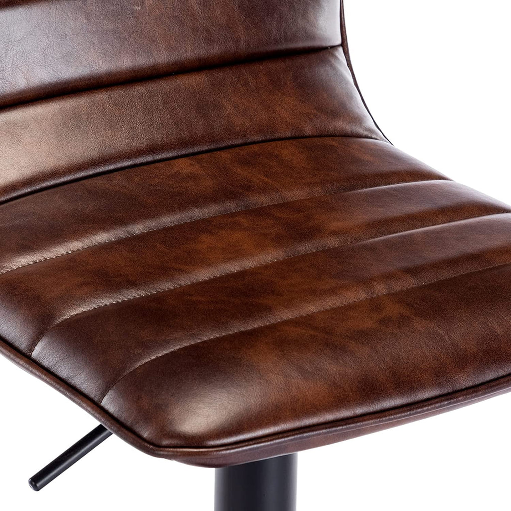 Brown Leather Swivel Adjustable Bar Stool with Back D5429