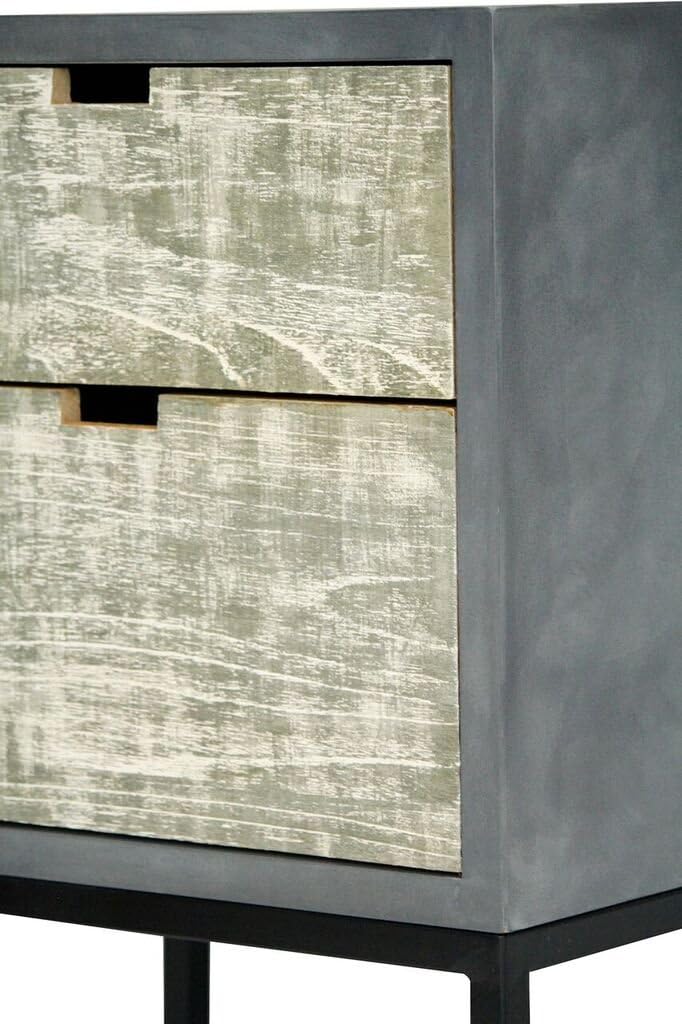 Grey and White Wash Wooden 2 Drawer 1 Door Sideboard Cabinet E274890