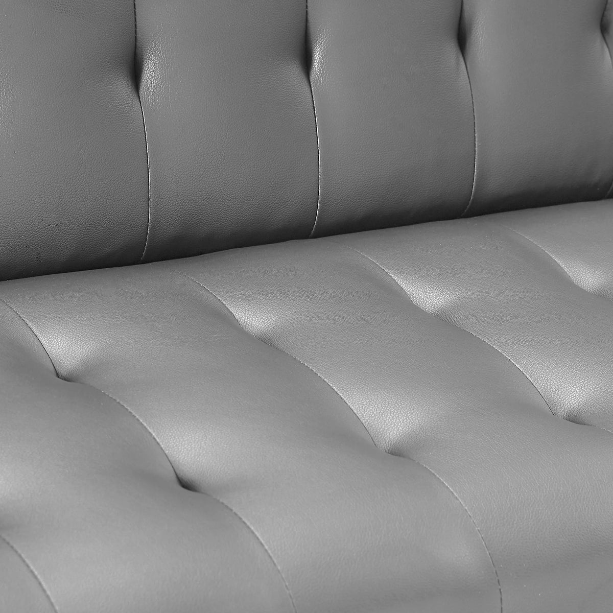 Grey Pu Reversible Sectional Sofa Sleeper with Metal Legs W497700