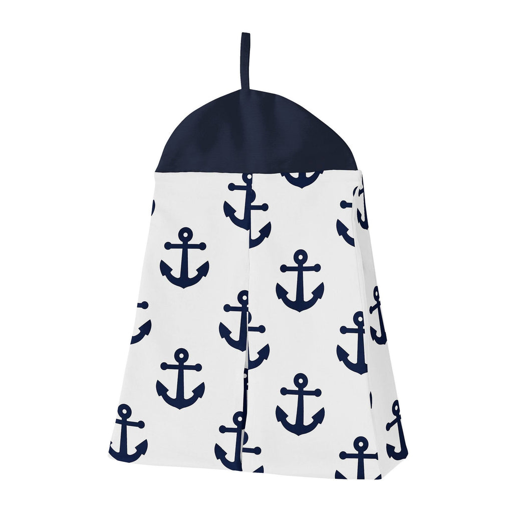 Navy Blue White Anchors 4 Pieces Crib Bedding Set B77172