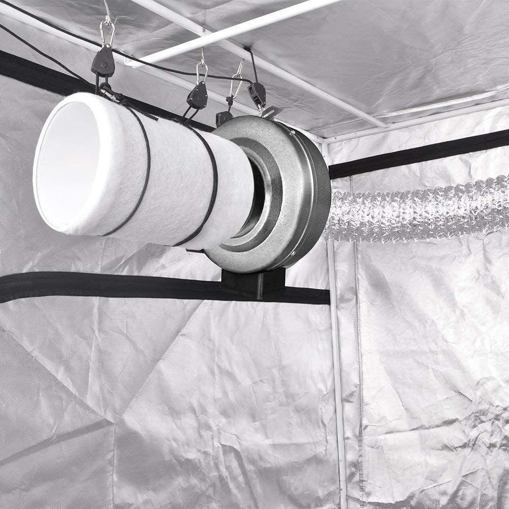 6 Inch 442 CFM Inline Fan with Carbon Filter and 25 Feet Aluminum Ducting T877