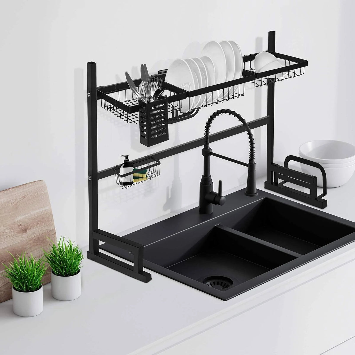 Black Stainless Steel Over Sink Dish Drying Rack C544875
