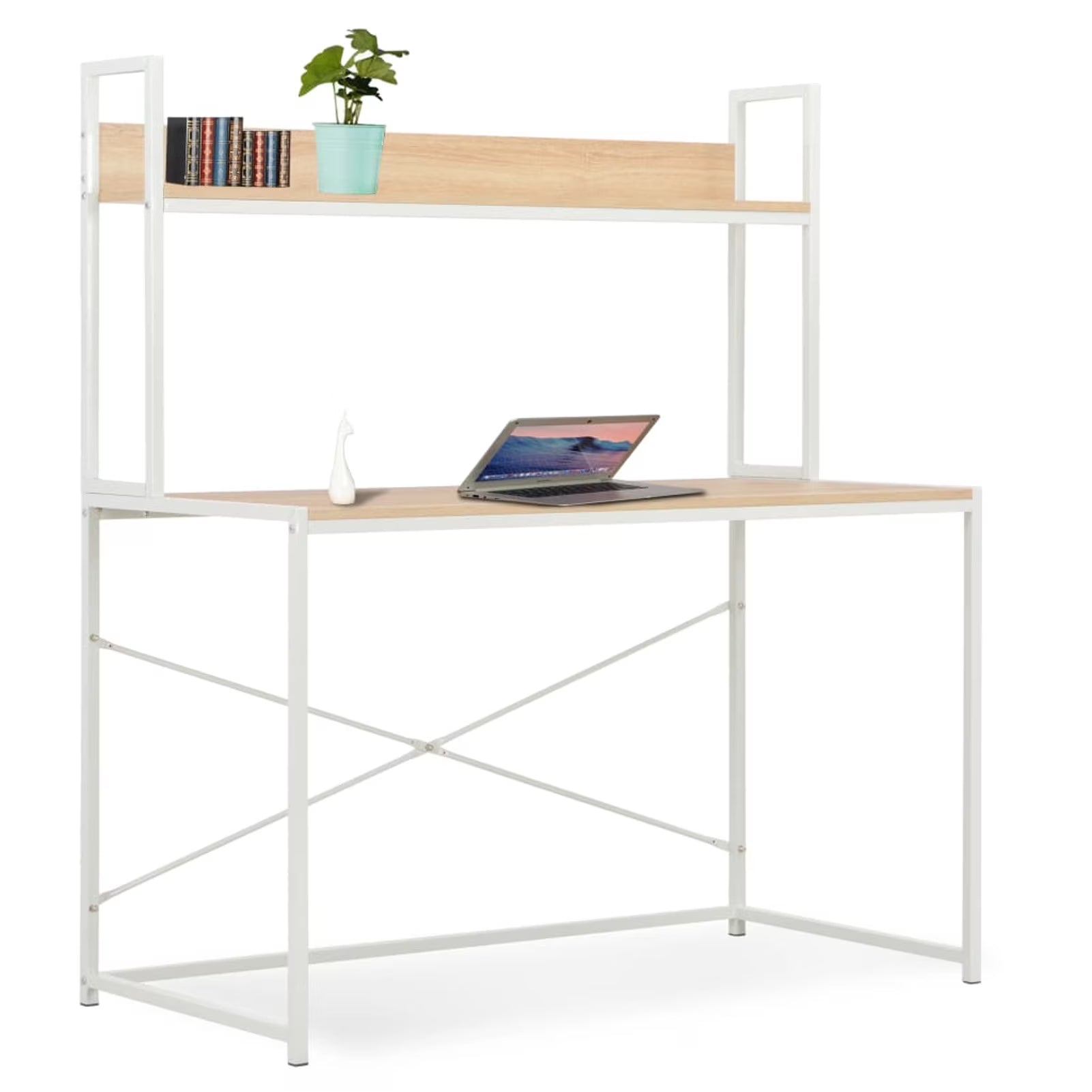 White and Oak Computer Desk R984