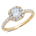 14k Yellow Gold Princess Cut Blue Aquamarine Halo Ring Size 10.75 X824