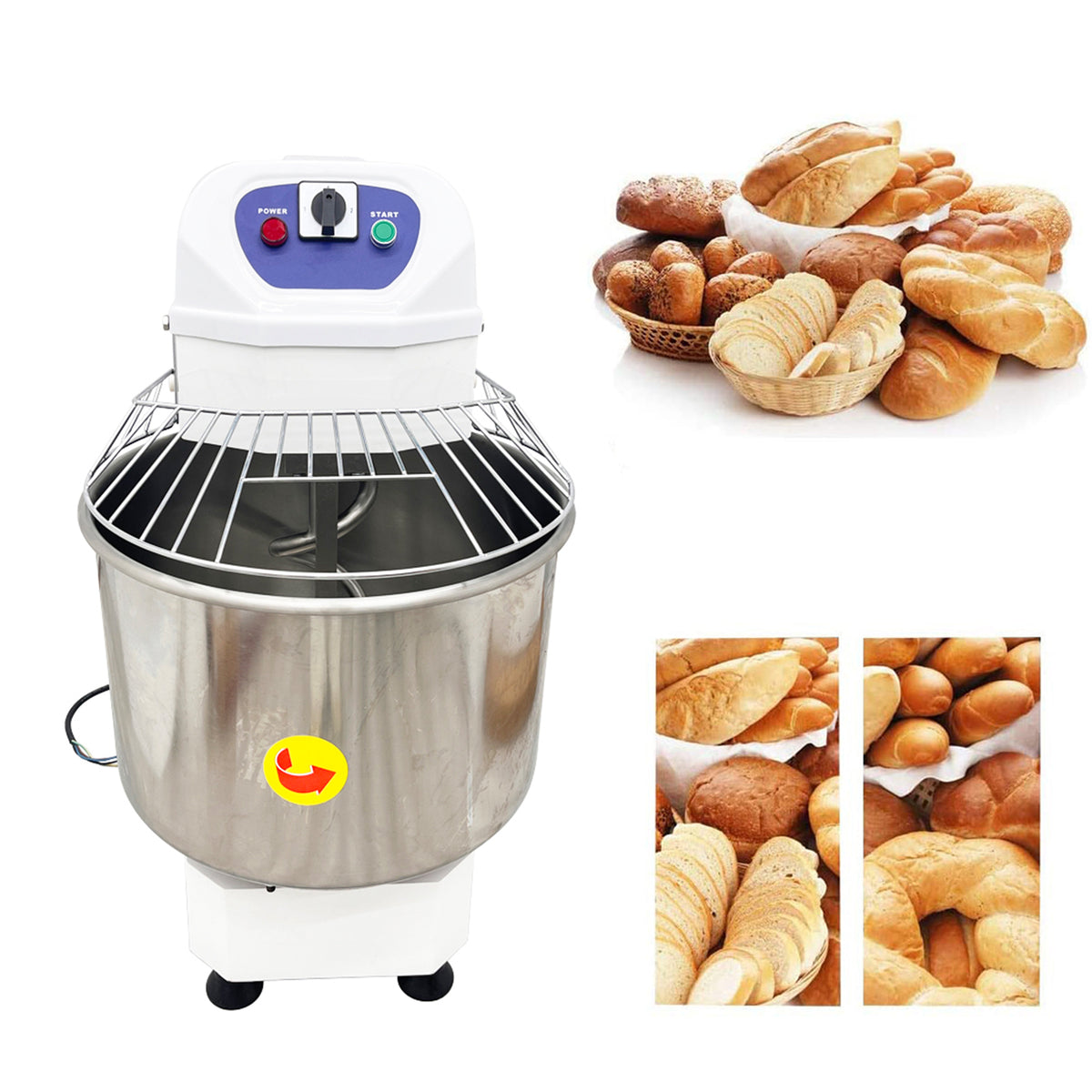 60L Electric Dough Mixer Double Speed Three-Phase Voltage 220V W199550