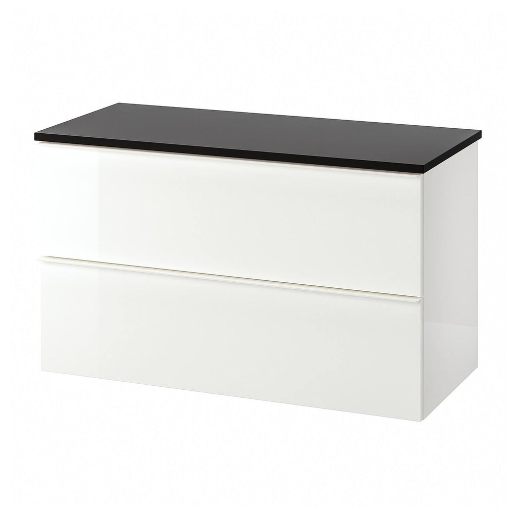 High Gloss White Sink Cabinet with 2 Drawers R27356