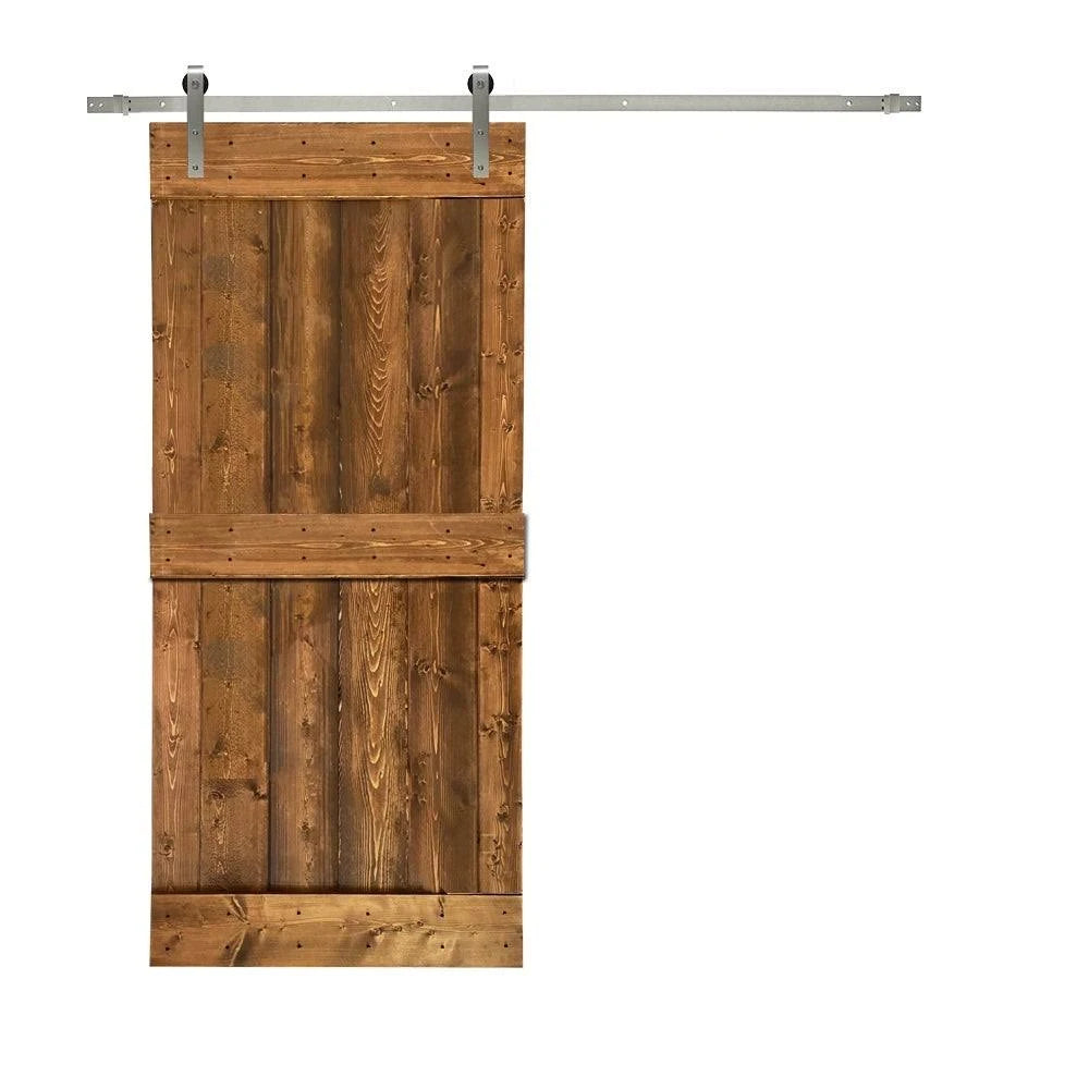 Charcoal Black Stained Wooden Sliding Barn Door with Hardware Kit T14716