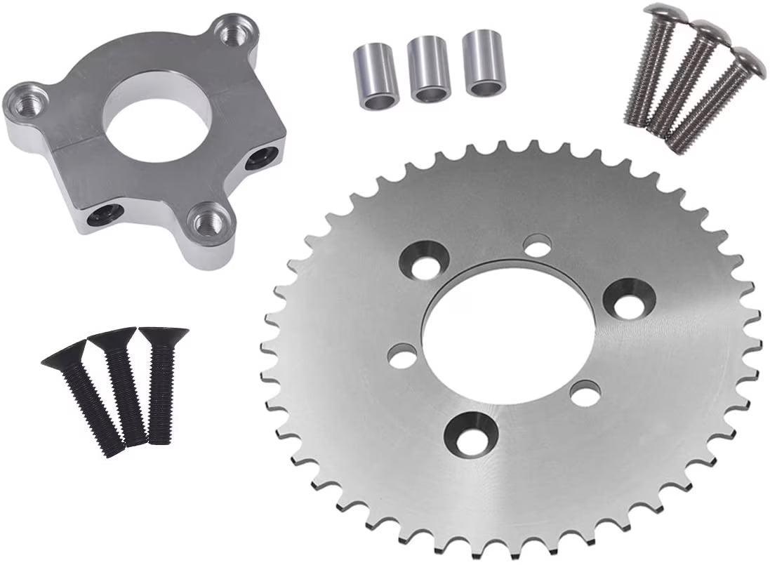 CNC Silver 44T Sprocket With 1.5" Adapter For 60cc 66cc 80cc Motorized Bicycle N26184
