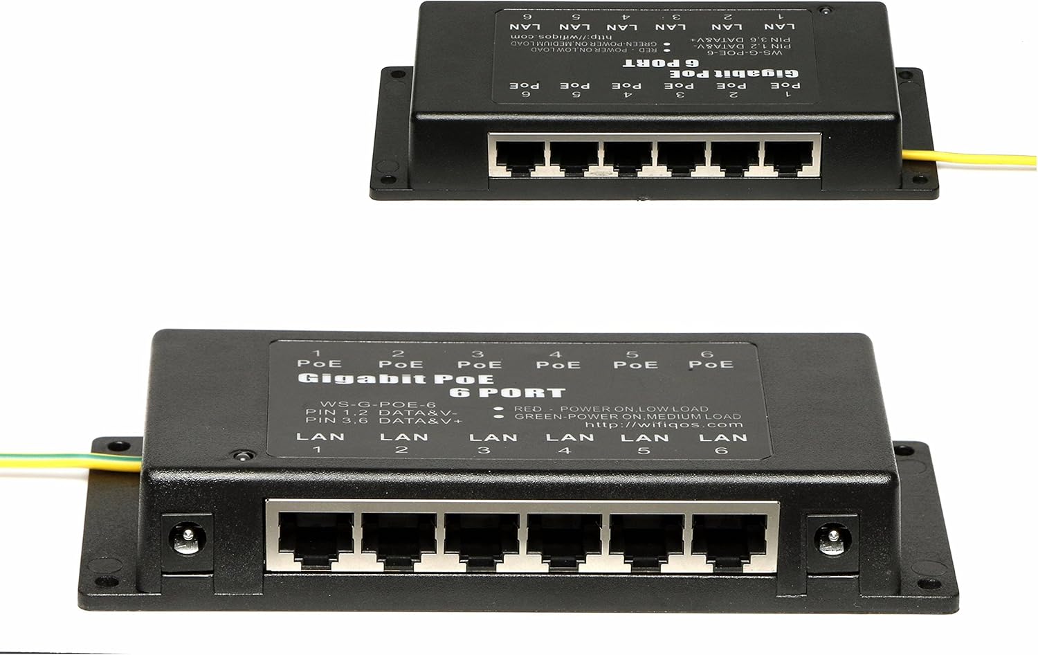 Gigabit 6 Port Passive Power Over Ethernet Injector with 48 Volt 60 Watt Power Supply, Pack of 2 H43315