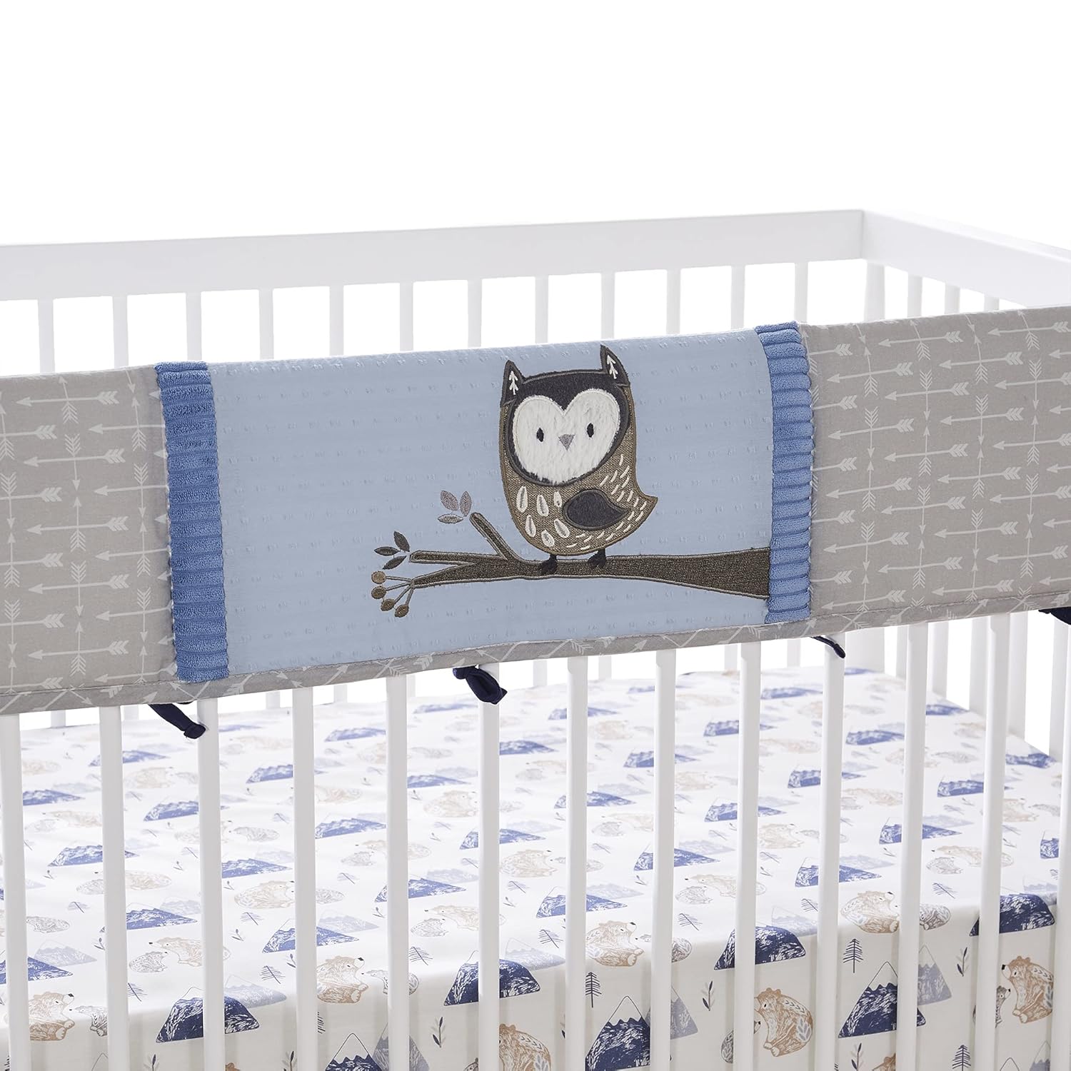 Plush Bears and Owls Grey Blue Navy White Crib Mobile X7942