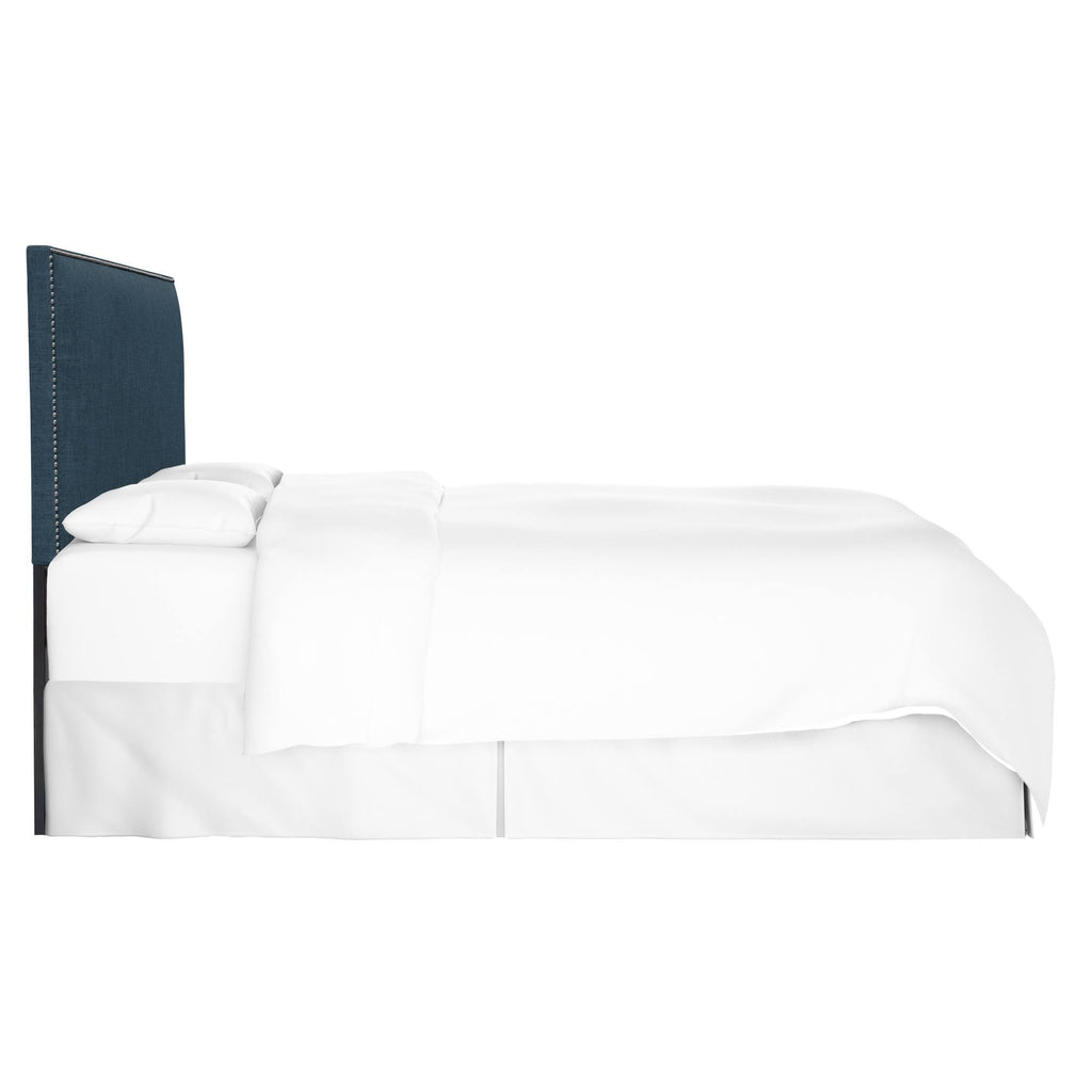 Dark Navy Linen Headboard with Pewter Nailbuttons M65066