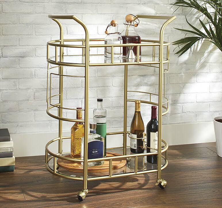 Gold 2-Tier Bar Cart T829452