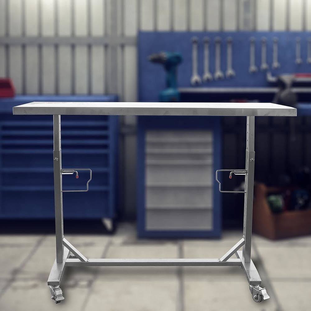 Stainless Steel Adjustable Height Work Table with Locking Casters T627