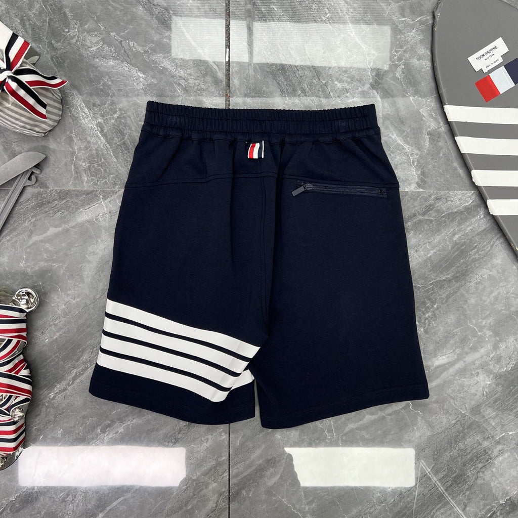 Thom Browne Style Four-Bar Knee-Length Shorts