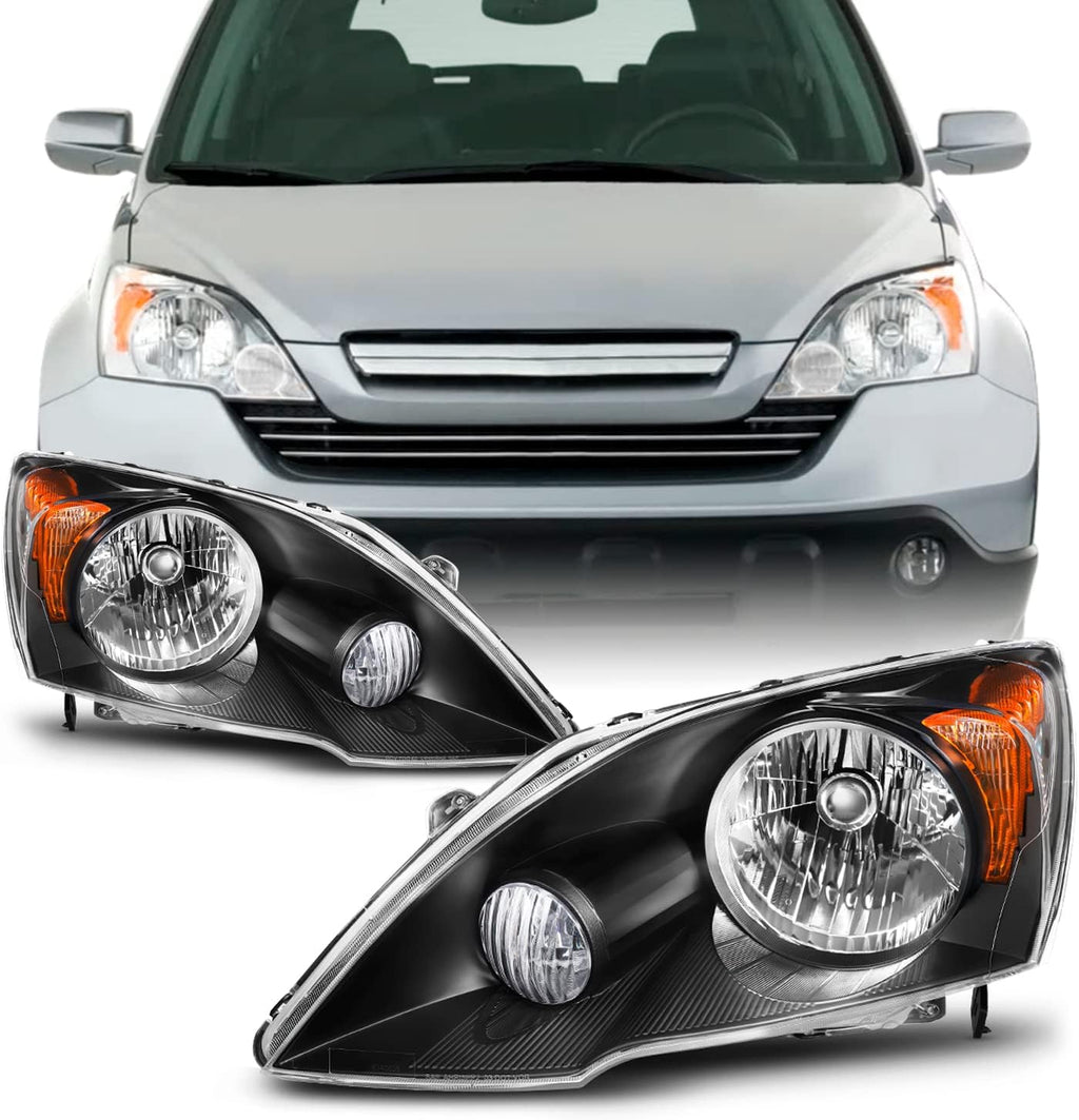 Black Honda CR-V Driver and Passenger Side Headlights Pair H2817