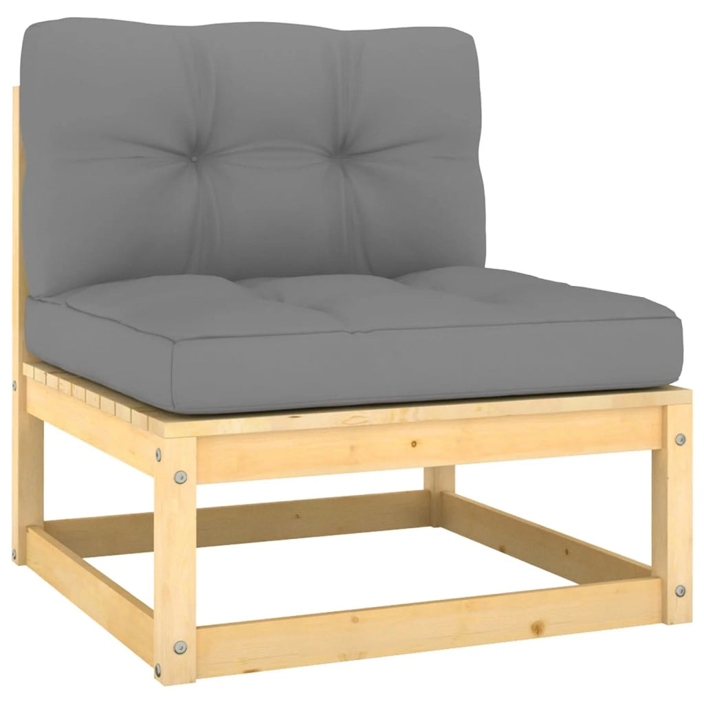 14 Piece Patio Lounge Set Outdoor Sofa Set with Gray Cushion Pinewood Sectional U44187