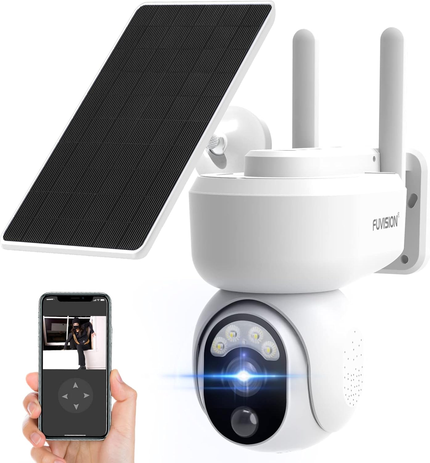 Wireless Outdoor Solar Powered Security Camera with 360° View and PIR Motion Detection A66955