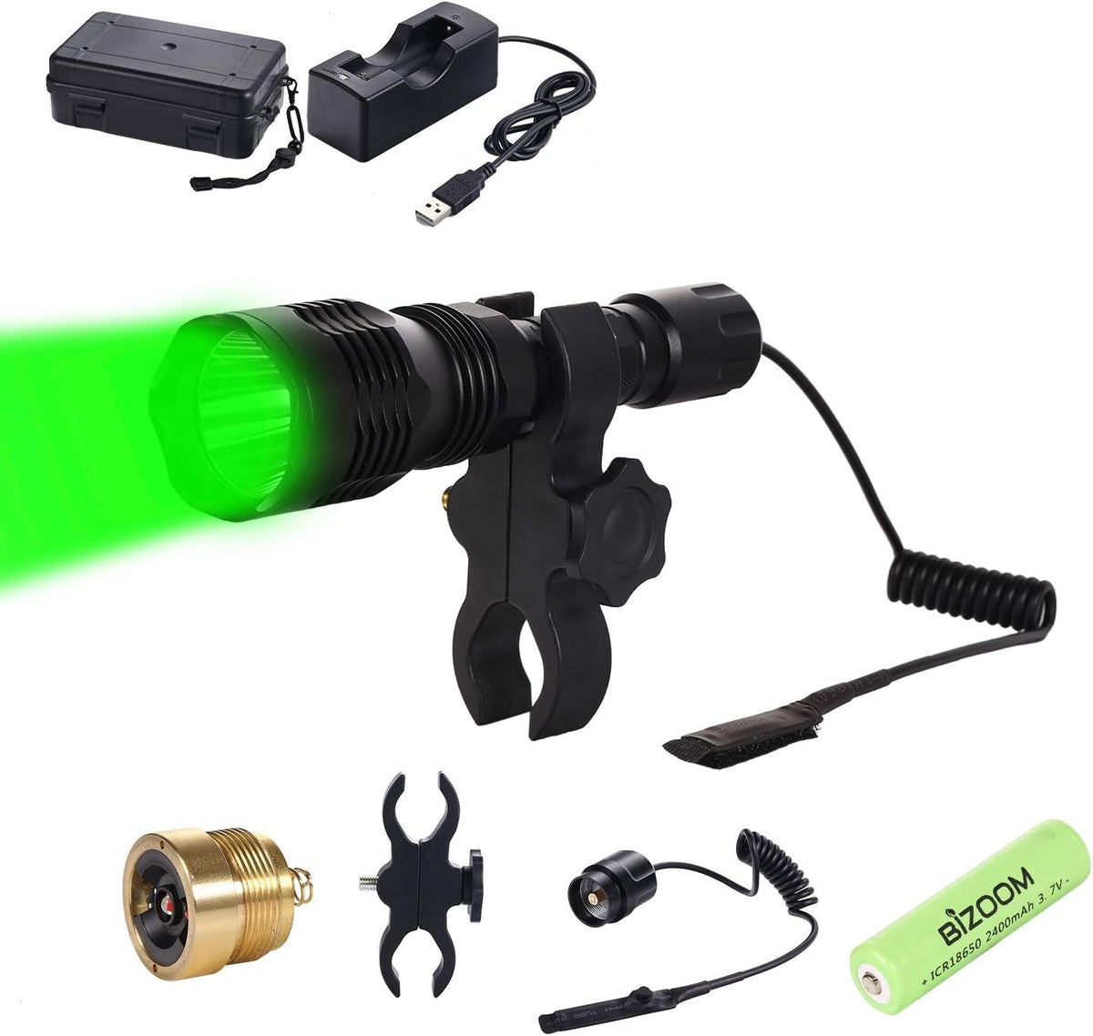 Red Green Hunting Flashlight with Pressure Switch, Pack of 2 P8507