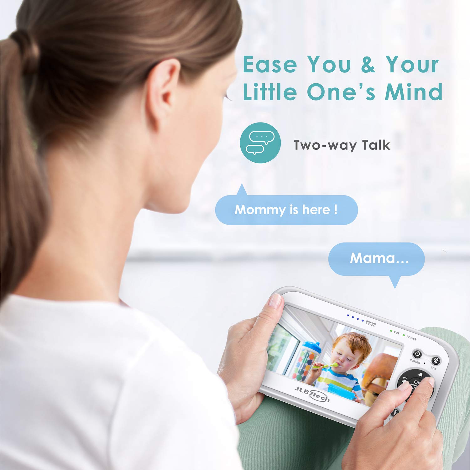 4.3 Split Screen Video Baby Monitor with 2 Cameras and Audio, Night Vision, Two-Way Talk T2687