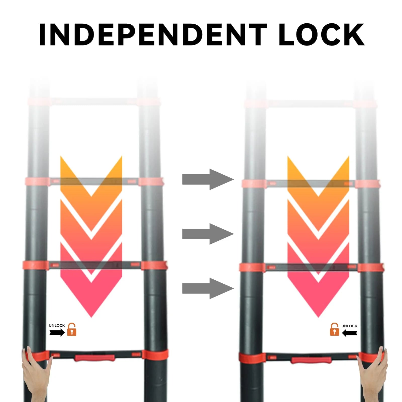 Aluminum Telescoping Extension Ladder, Red Alloy A-Frame Ladder R8227
