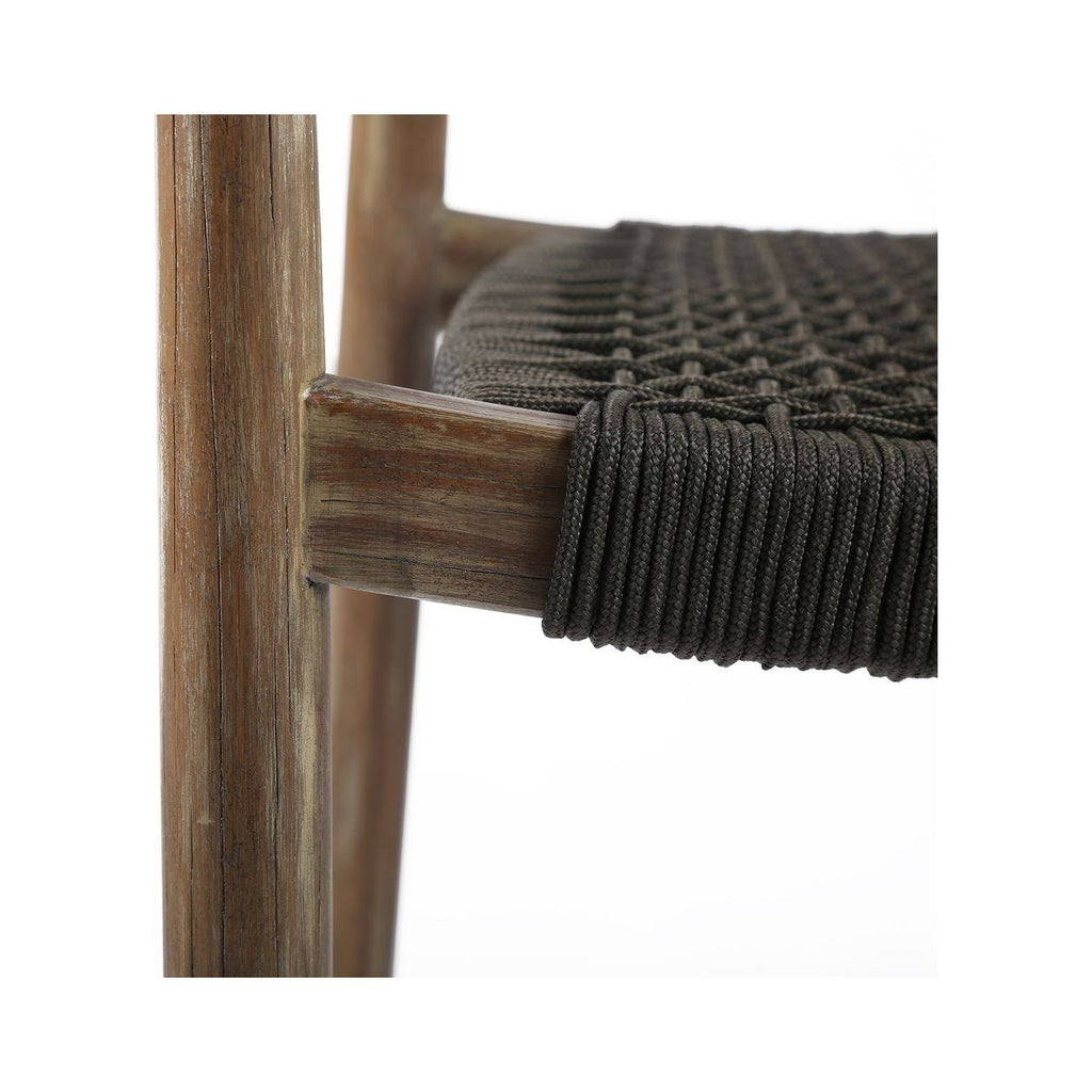 Stackable Eucalyptus Wood Dining Chair with Charcoal Rope (Set of 2) H338