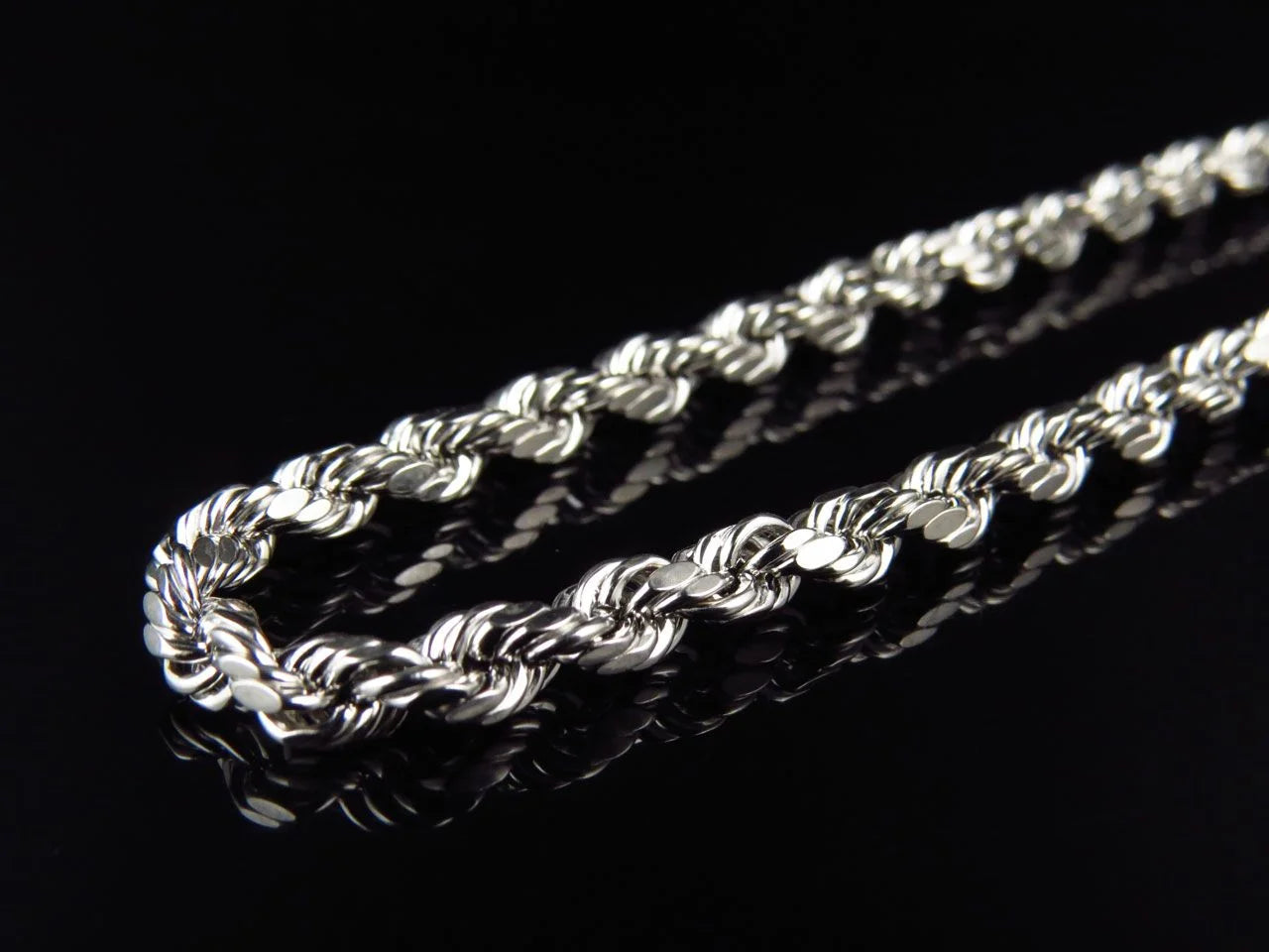10K White Gold Hollow Rope Chain 4.5MM 18-28 Inches H760