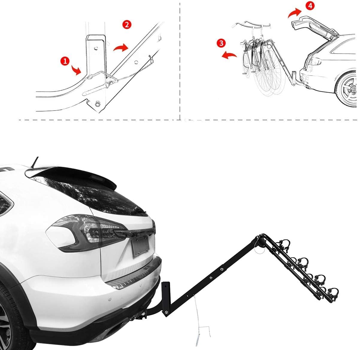 4 Bike Rack for Car Hitch Mount 2'' Hitch Receiver Heavy Duty Bicycle Carrier Rack X6252