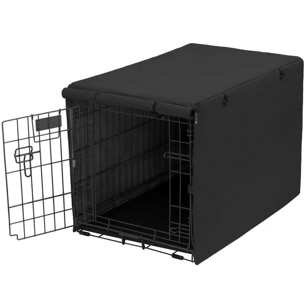Black Waterproof Dog Crate Cover with Felt Mat P402985