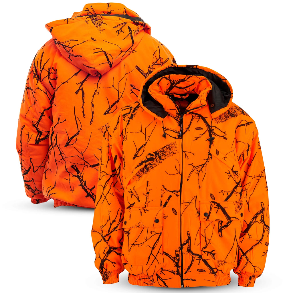 Blaze Orange Camo Insulated Waterproof Safety Tanker Jacket X907004