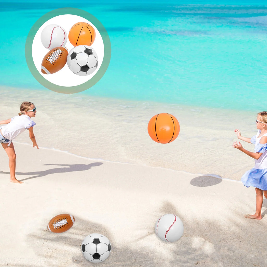 Inflatable Ball 4pcs Beach Ball Soccer Basketball Baseball B1101