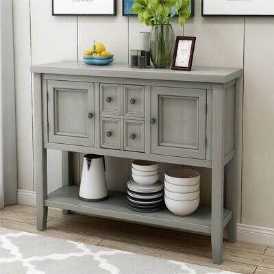 Antique Gray Buffet Sideboard Console Table L22487