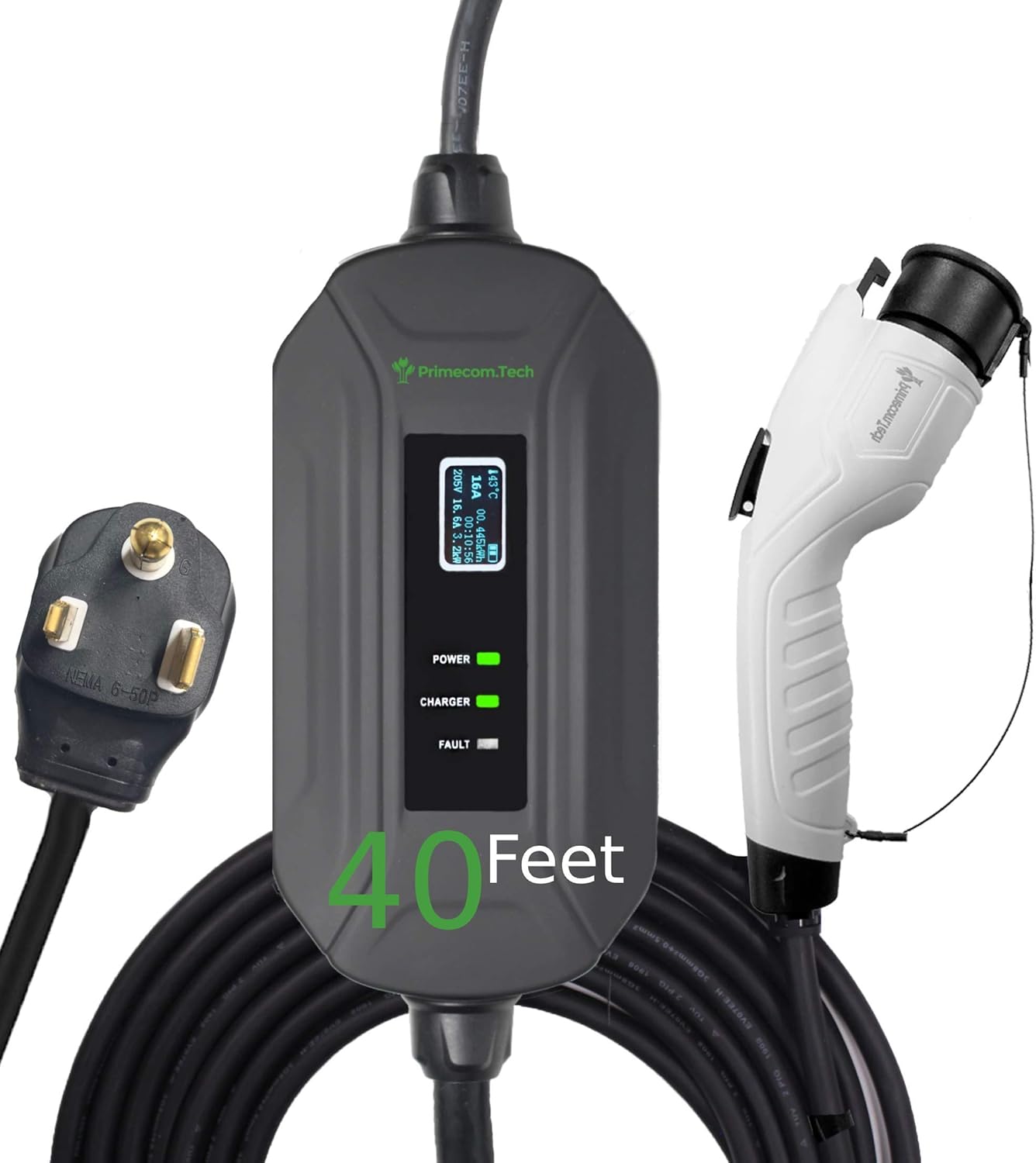 Portable Level 2 Electric Vehicle Charger, 16Amp, 35 Feet K97148