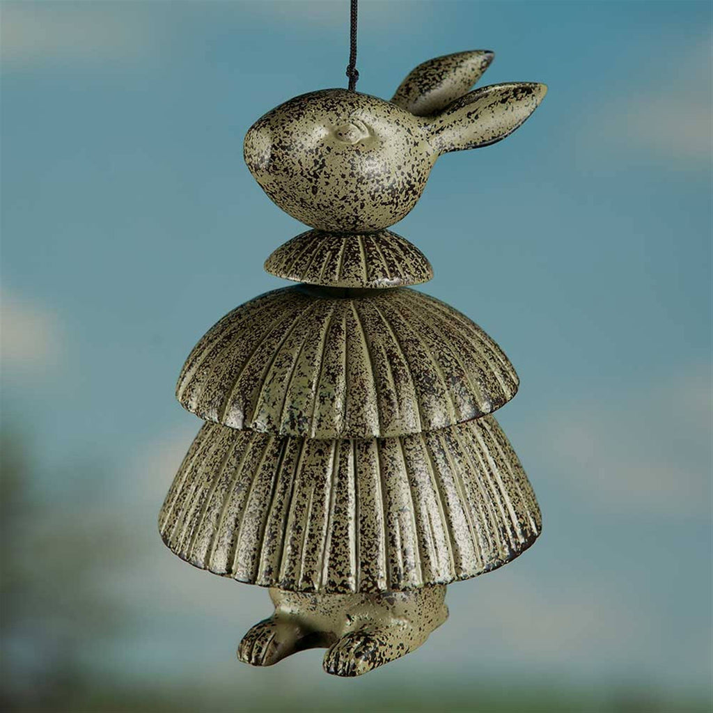 Rabbit Wind Chime, Cast Aluminum Verdigris Finish, 11x22 B389455