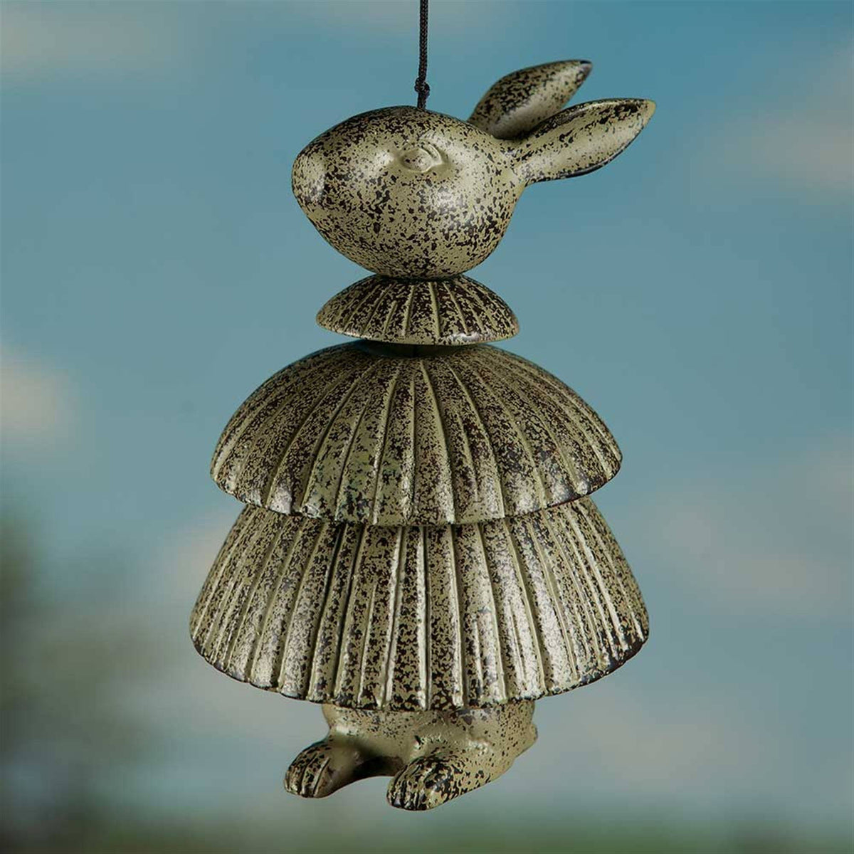 Rabbit Wind Chime, Cast Aluminum Verdigris Finish, 11x22 B389455