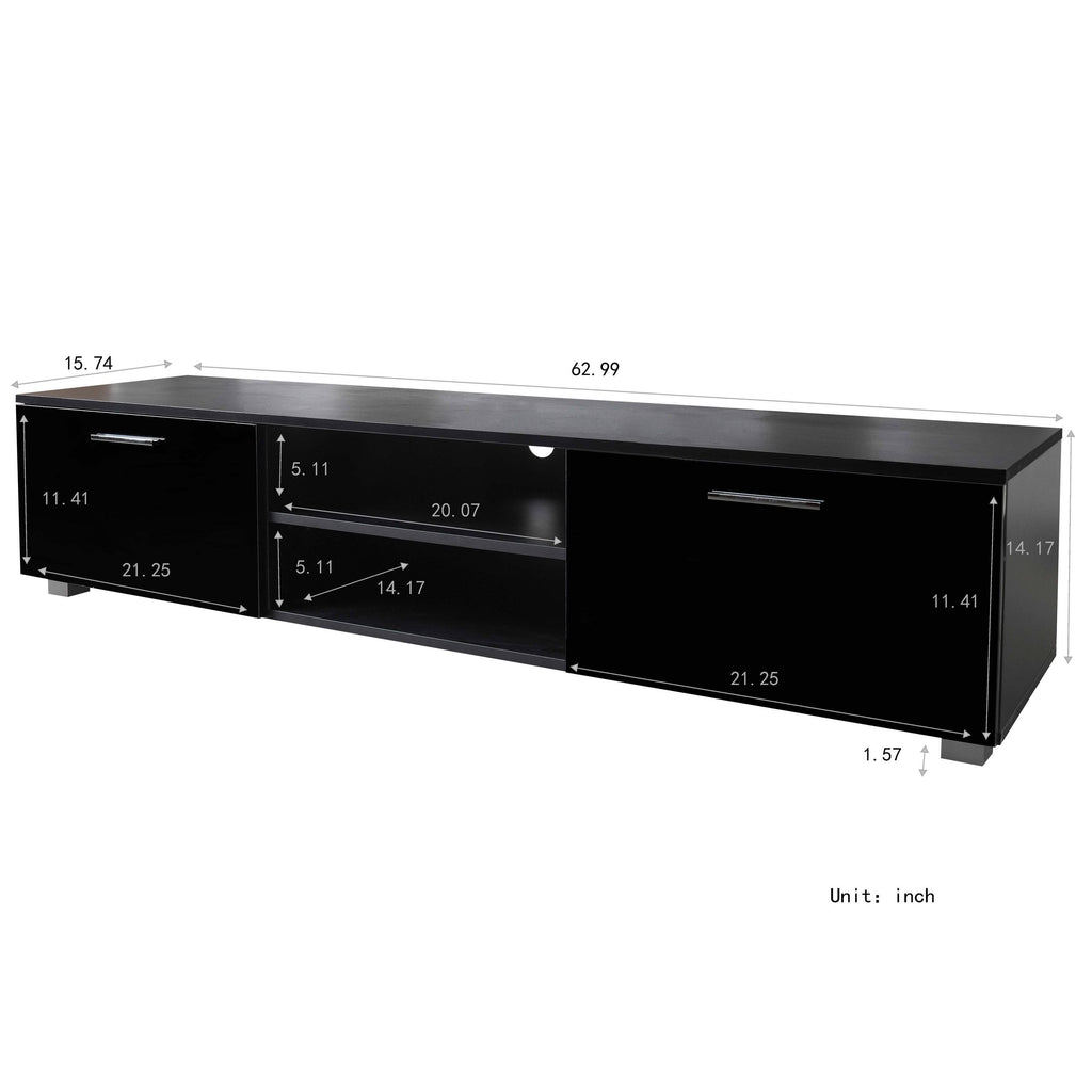 Black TV Stand with 2 Storage Cabinet U663922