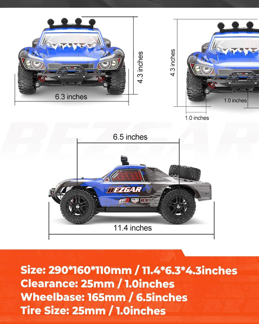 Remote Control Truck 4WD Electric Toy Off Road RC Monster Vehicle Car Crawler with 2 Rechargeable Batteries Y705