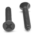 #8-18 x 1 3/4 Sheet Metal Screw Phillips Flat Head Type AB Low Carbon Steel Black Zinc Plated G536