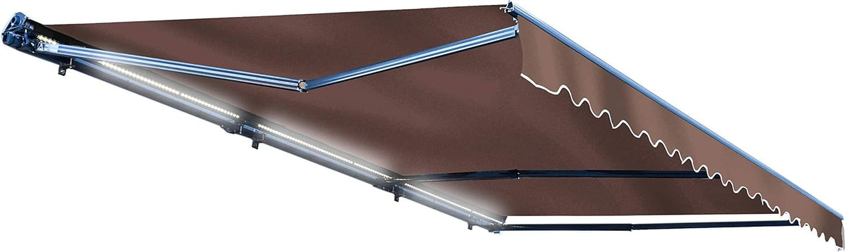 Retractable 16x10 Feet Motorized LED Patio Awning, 100% Polyester Canopy, Green W10586