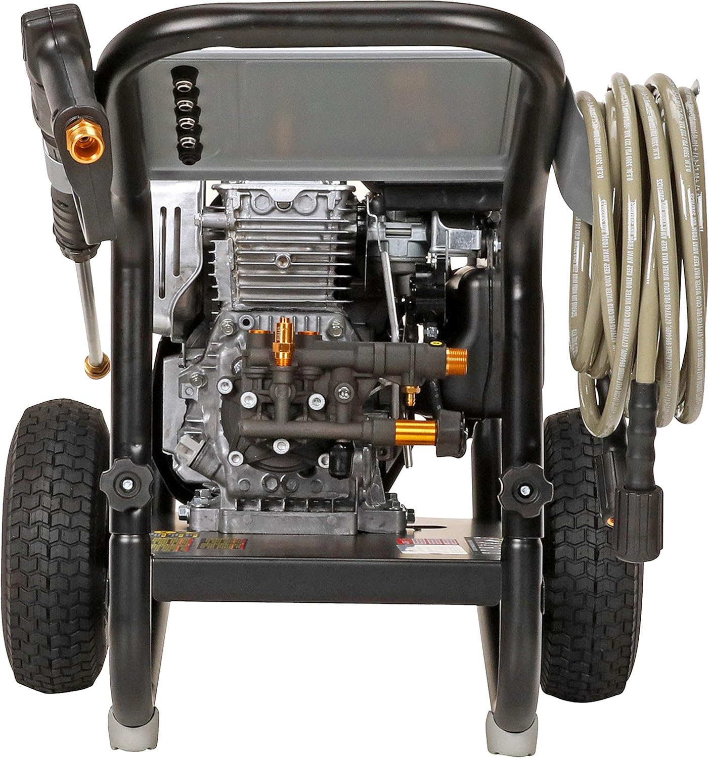3200 PSI Gas Pressure Washer with Honda GC190, 2.5 GPM, 3/8" x 100' 4500 PSI Cold Water Hose W767518