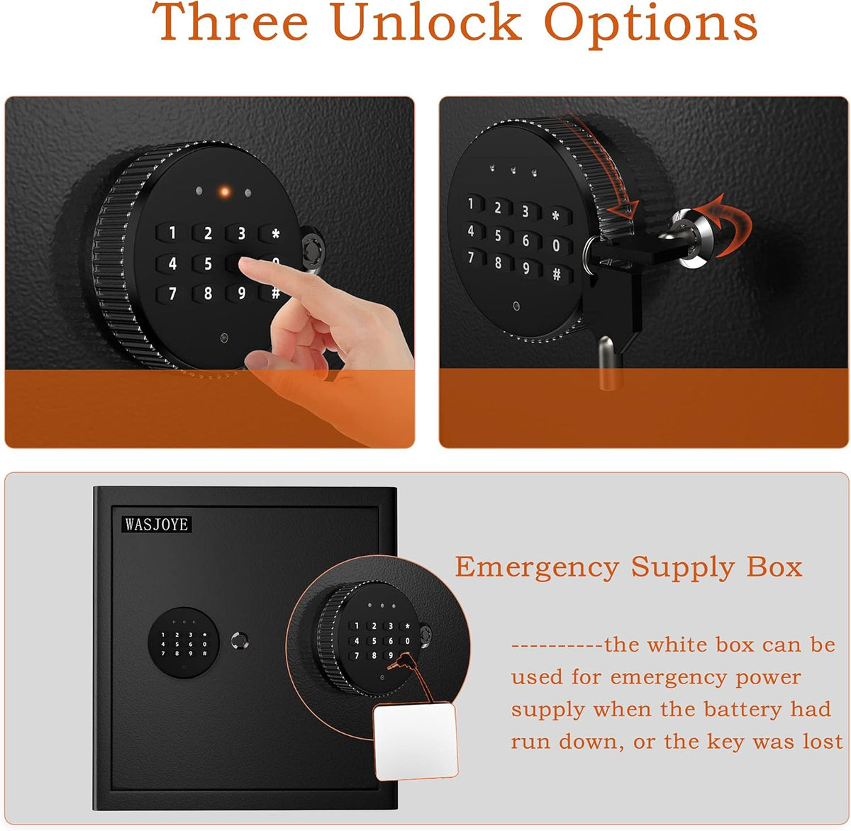 Security Safe Cash Box with Double Digital Keypad Key Lock (13.78 x 9.85 x 9.85 Inch) Z570146