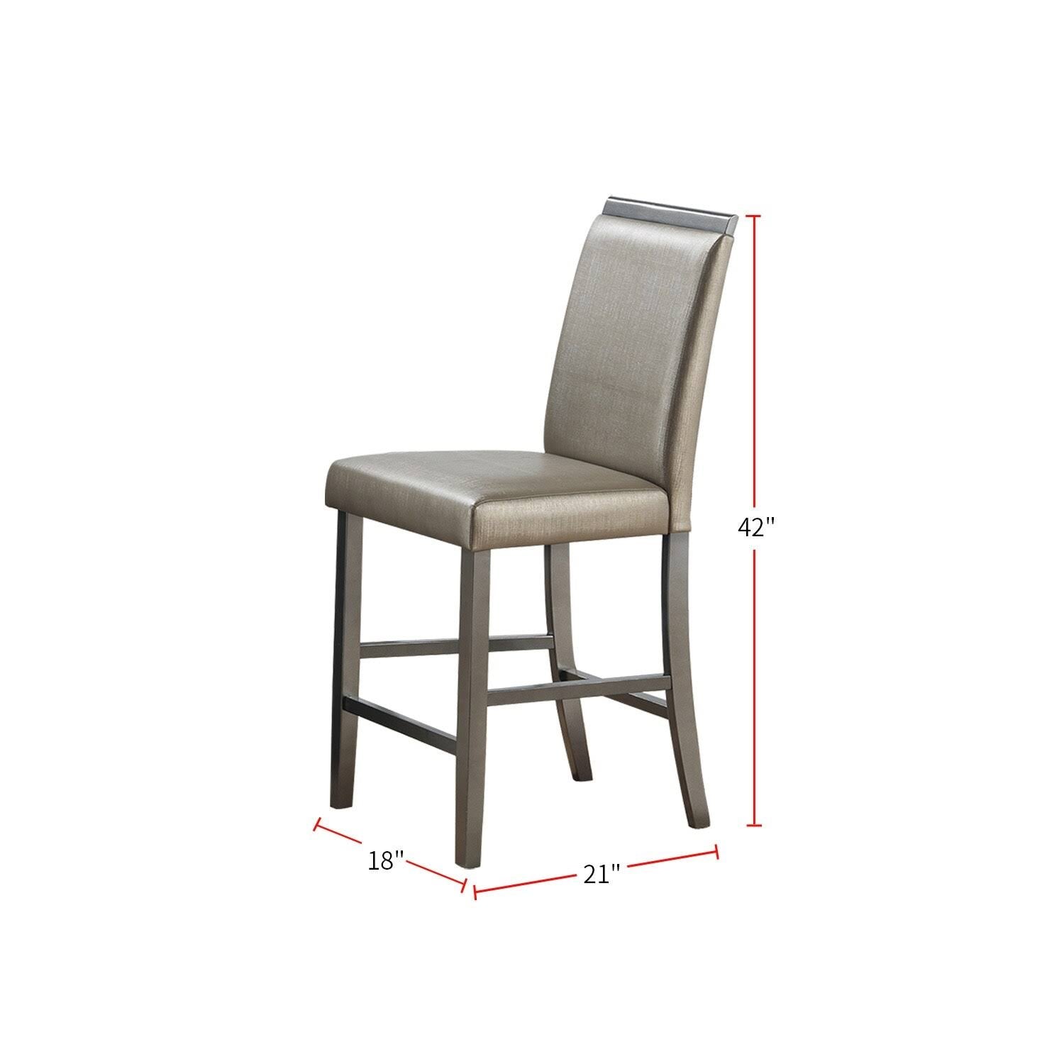 Silver Faux Leather and Wood Counter Height Chairs, Set of 2 R695839