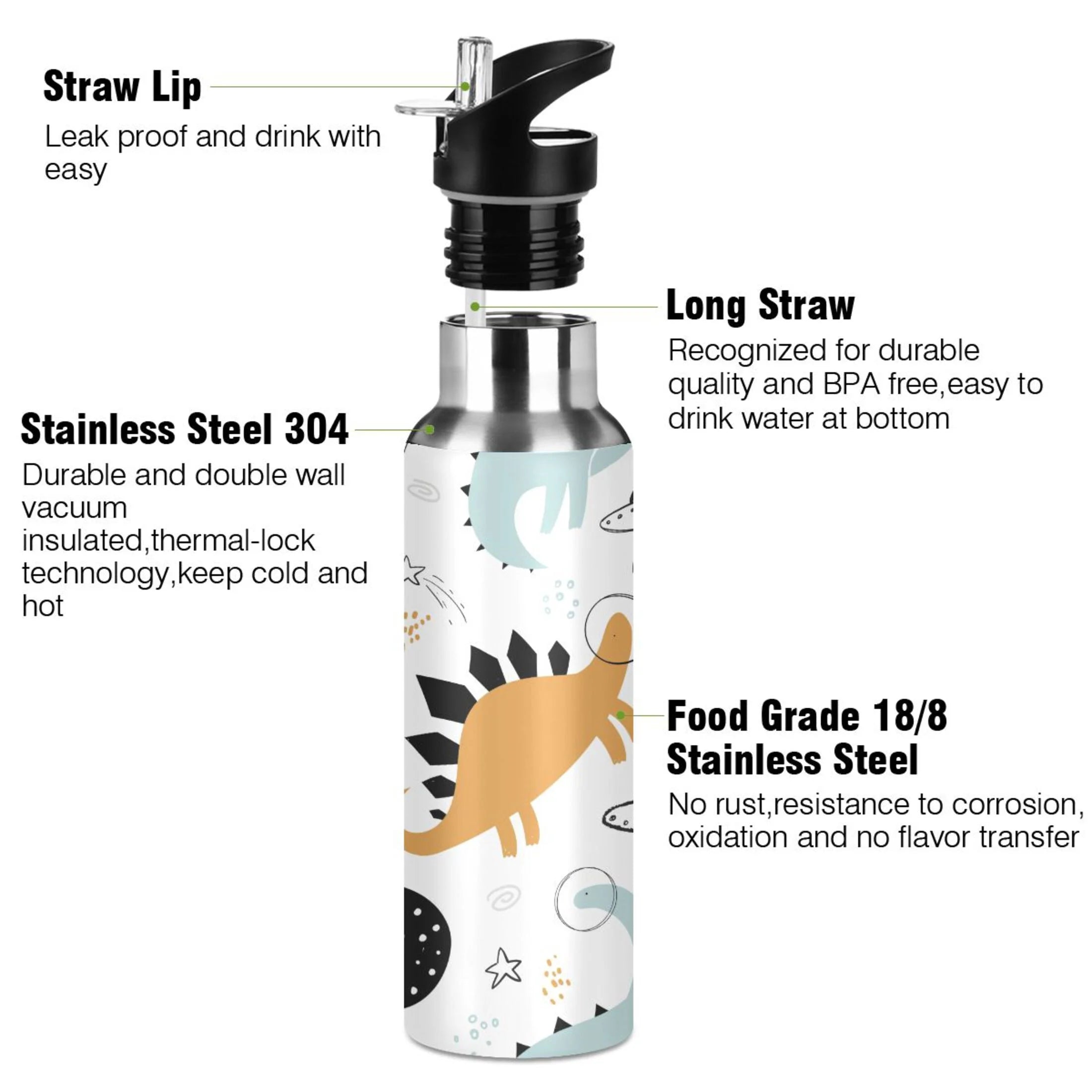 Stainless Steel Insulated Water Bottle with Straw Lid Z649286