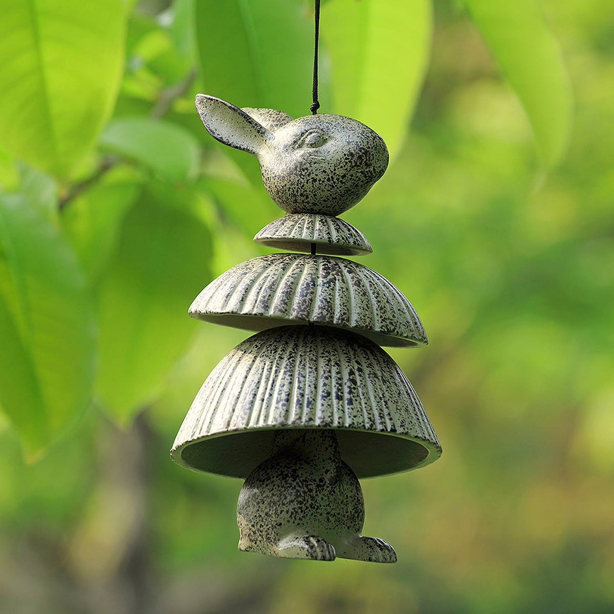 Rabbit Wind Chime, Cast Aluminum Verdigris Finish, 11x22 B389455