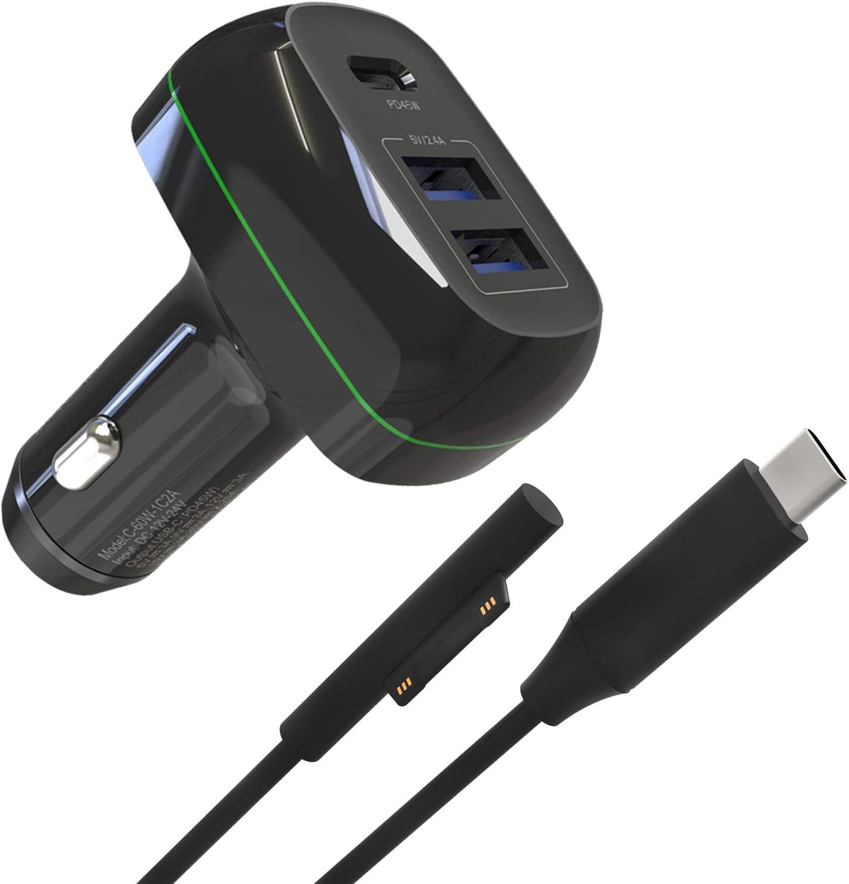 USB C Car Charger with Dual USB Port J107