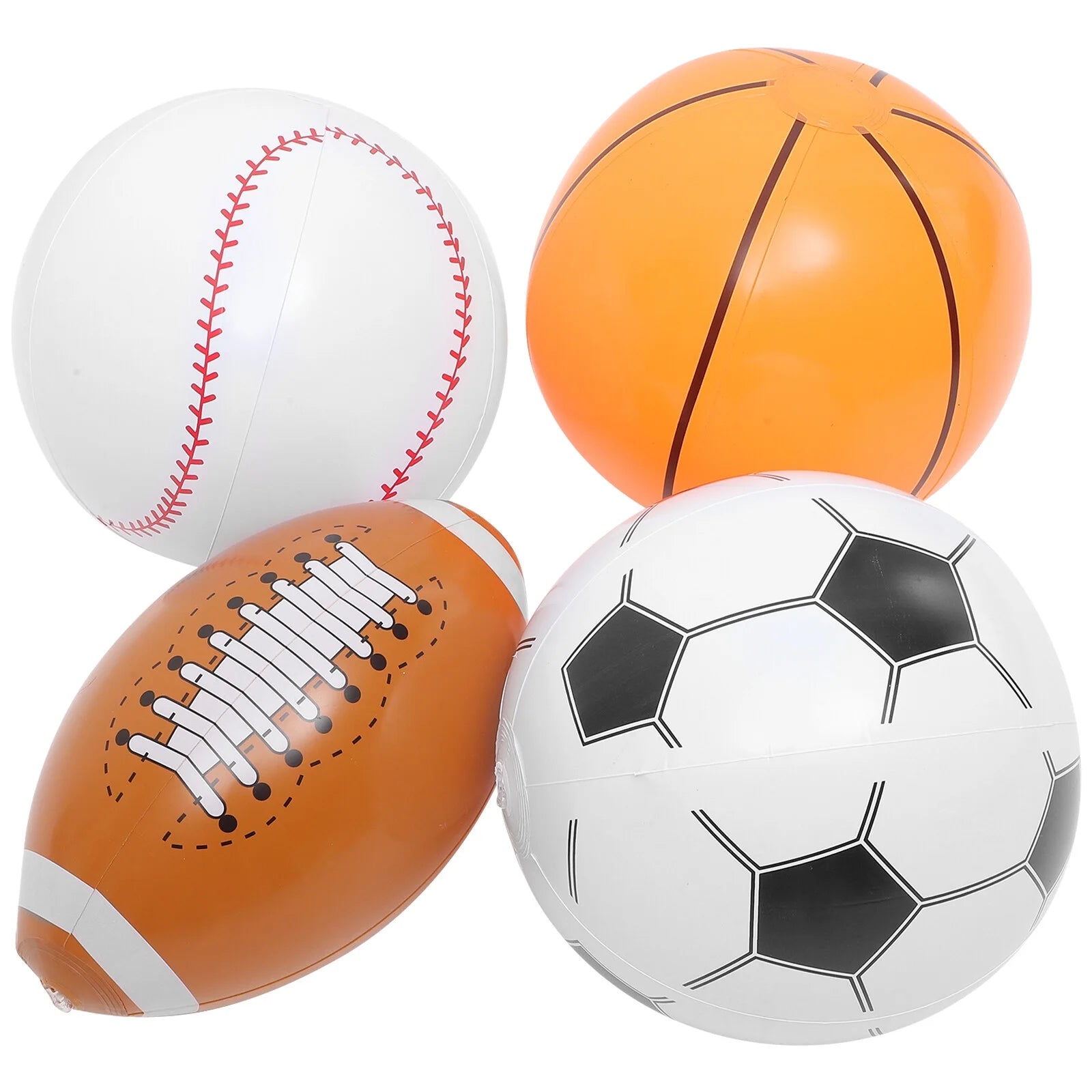 Inflatable Ball 4pcs Beach Ball Soccer Basketball Baseball B1101