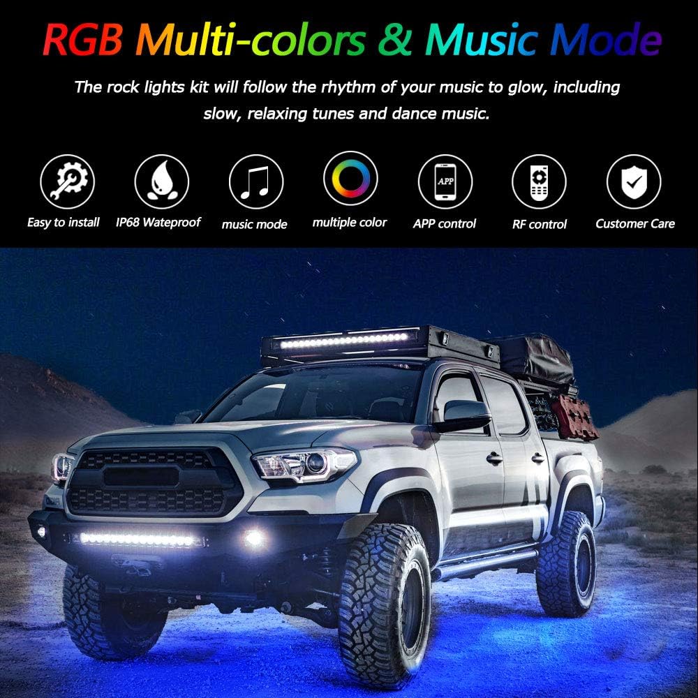 10 Pods RGB LED Rock Lights with Remote Control U160287