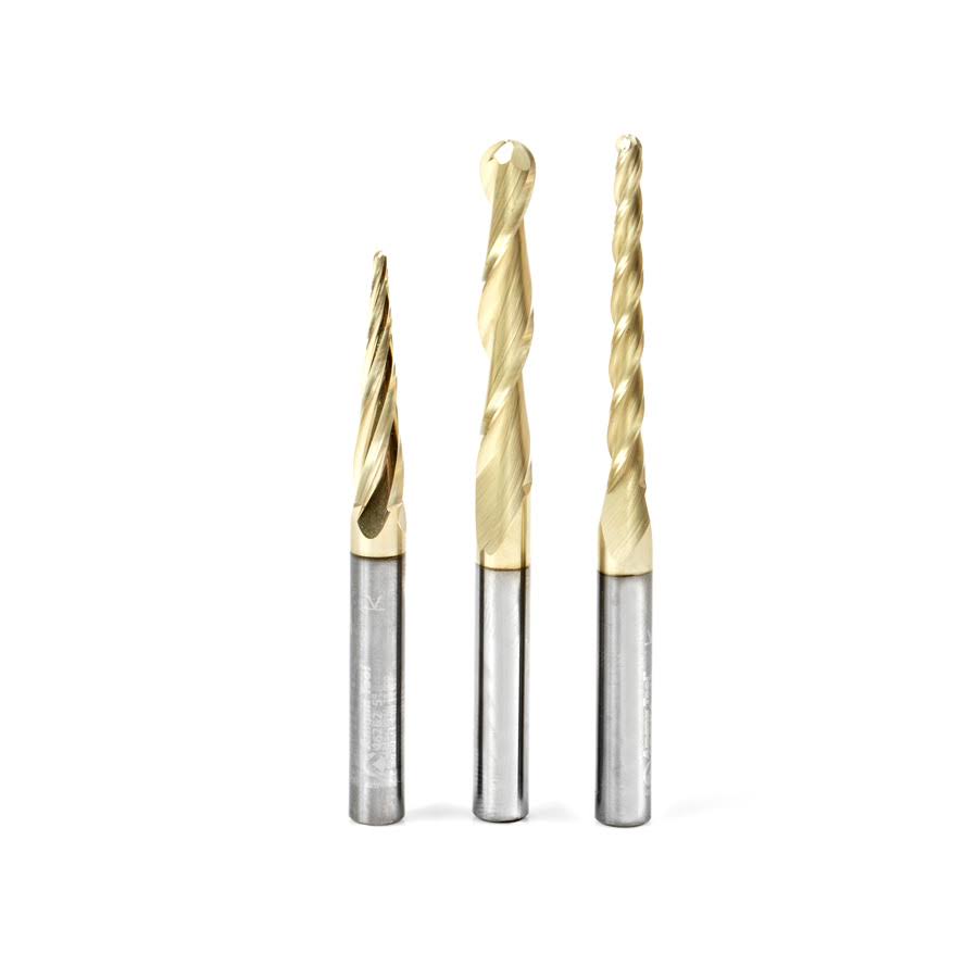 3-Pc ZrN Coated 1/4x22 Shank Router Bit W202423