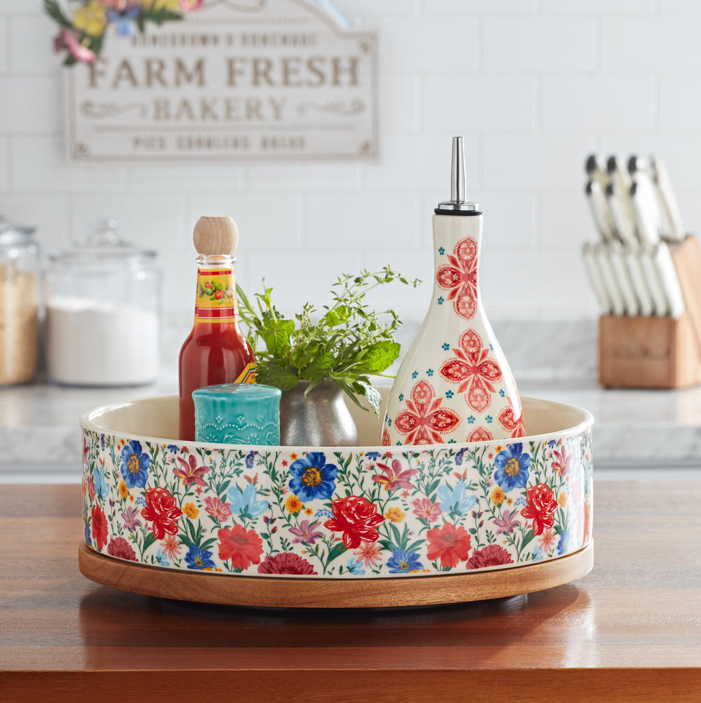 12-inch Ceramic & Wood Lazy Susan L60373